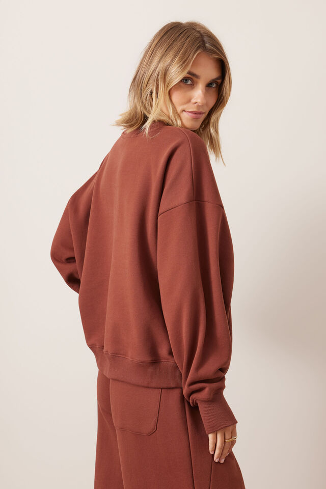 Quinn Slouchy Crew - Burnt Toffee