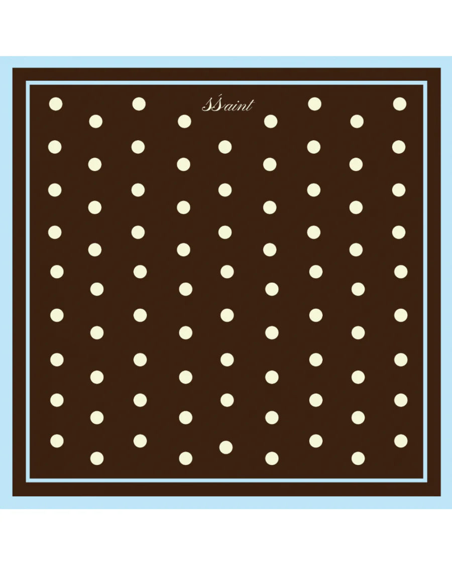 SŚAINT Polka Dot Head Scarf - Brown + Blue