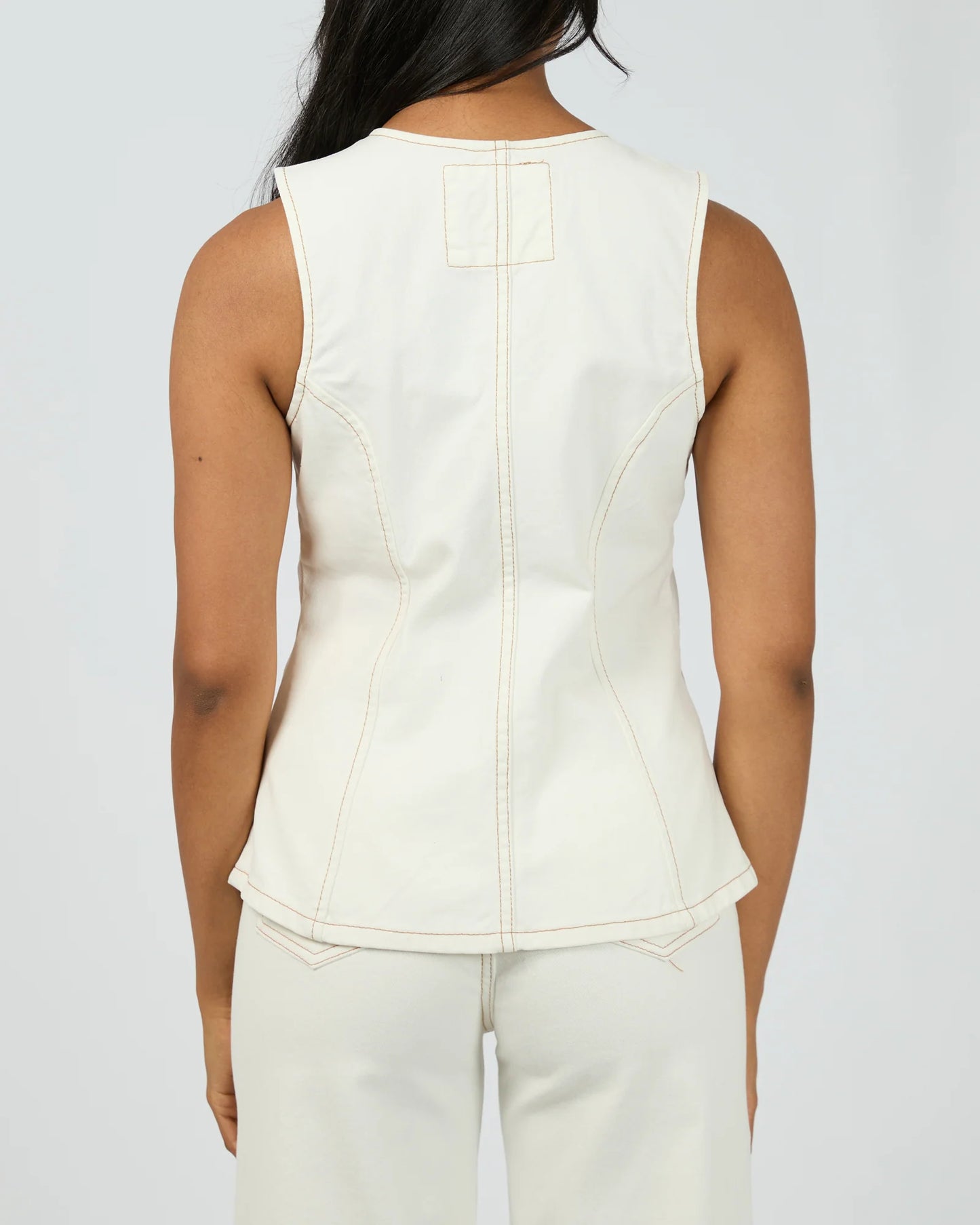 AAE || Lena Denim Vest - Vintage white