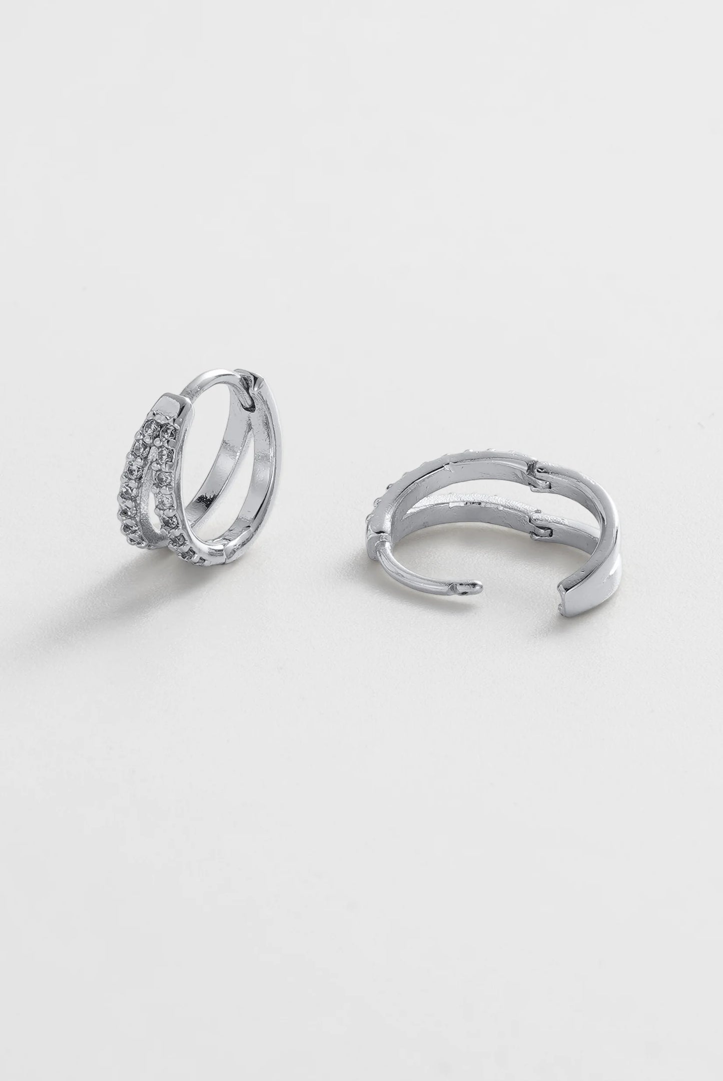 Zafino || Celia Huggie Earrings - Silver