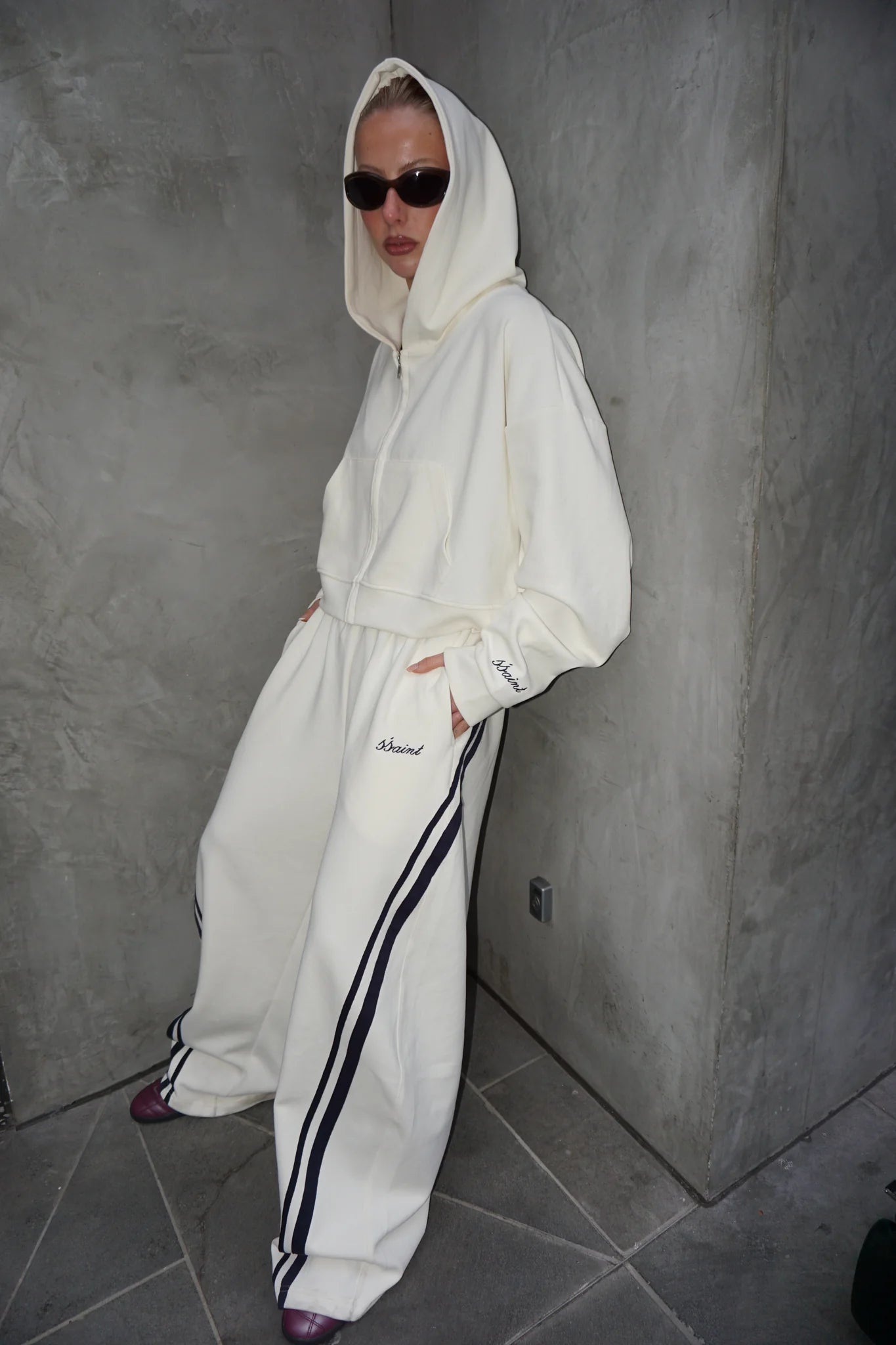 SŚAINT || Barrel Pant - Butter + Navy