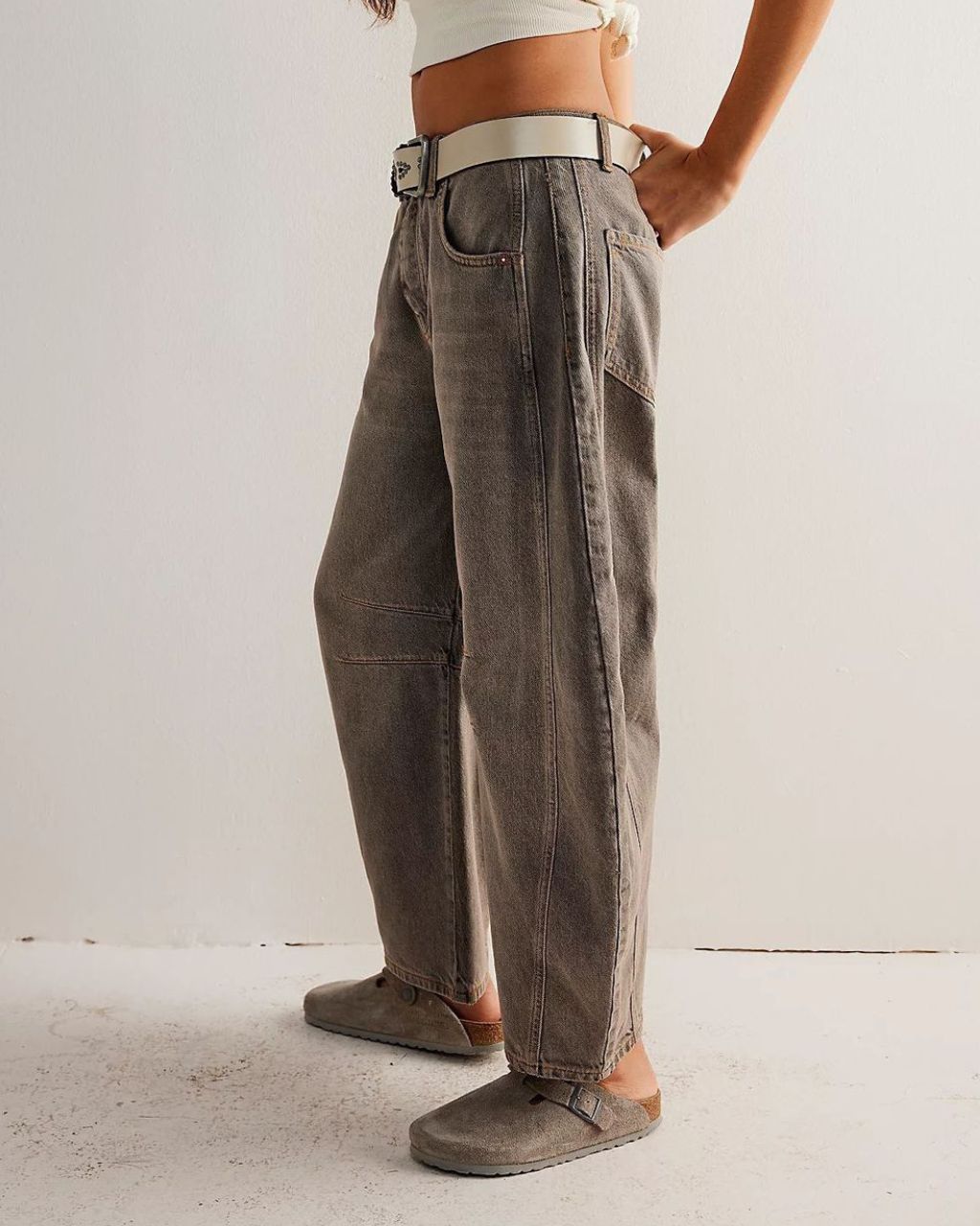 Charlie Barrel Jeans - Charcoal