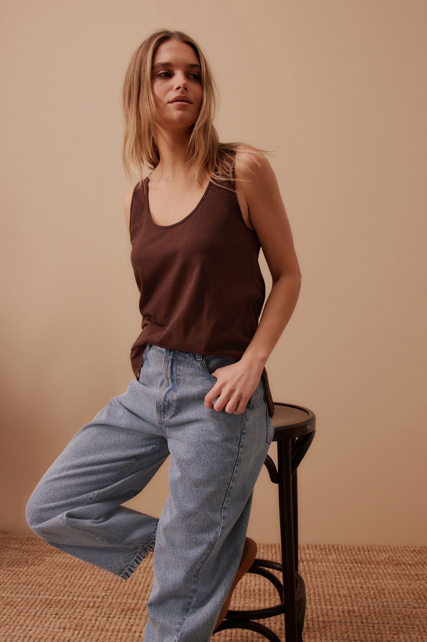 Ceres Life || Bloom Slouchy Scoop Tank - Chocolate