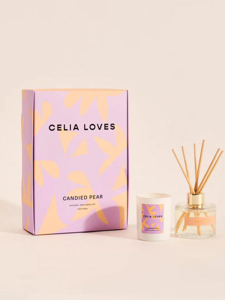 Celia Loves || Duo Set - Candied Pear Diffuser + Mini Candle