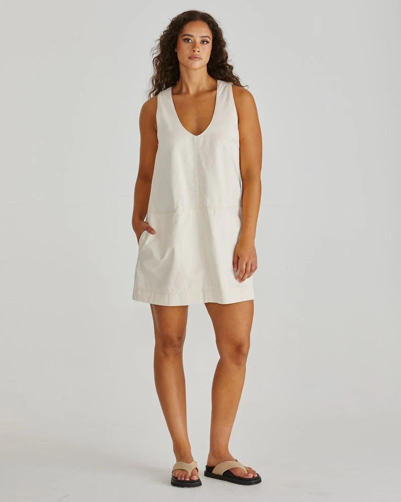 Macy Denim Shift Dress - Parchment
