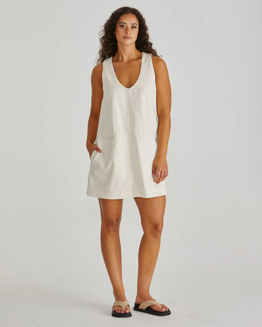 Macy Denim Shift Dress - Parchment