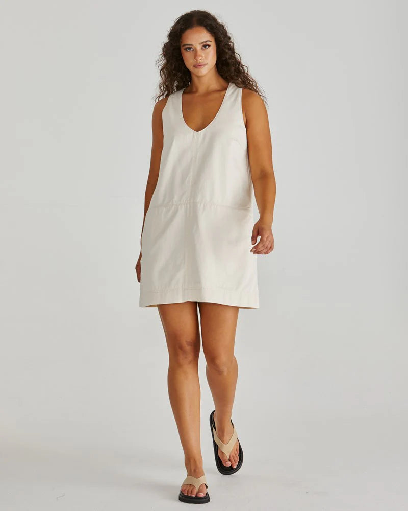 Macy Denim Shift Dress - Parchment
