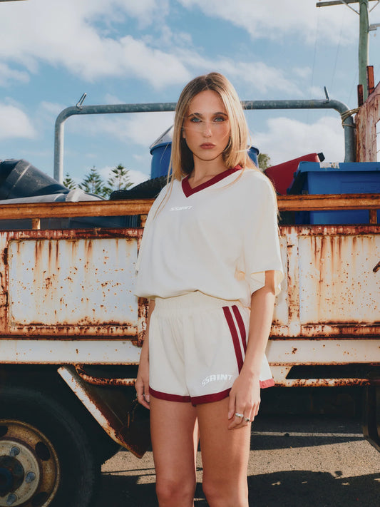 SŚAINT || Reflective V Neck - Butter