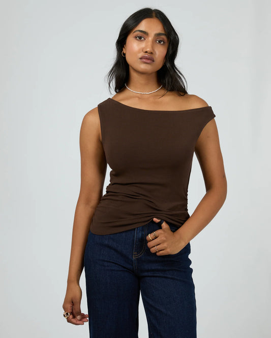 AAE || Kylie Off The Shoulder Top - Brown