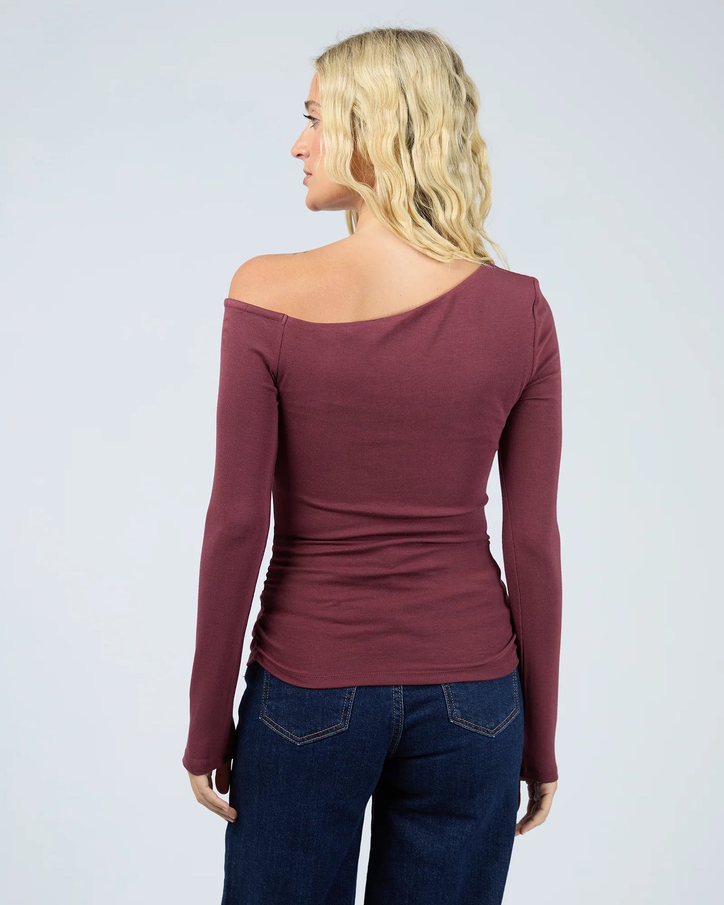 AAE || Kylie Off The Shoulder L/S Top - Burgundy