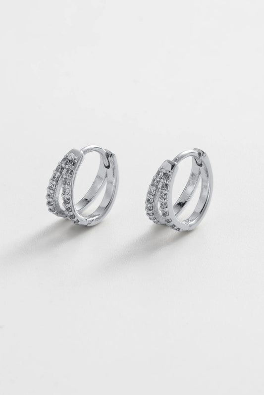 Zafino || Celia Huggie Earrings - Silver