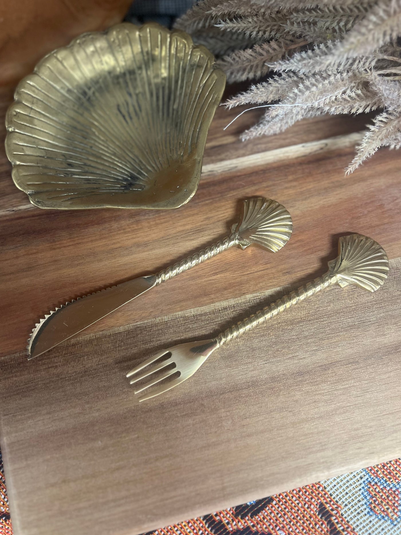 Brass Shell Cocktail Fork