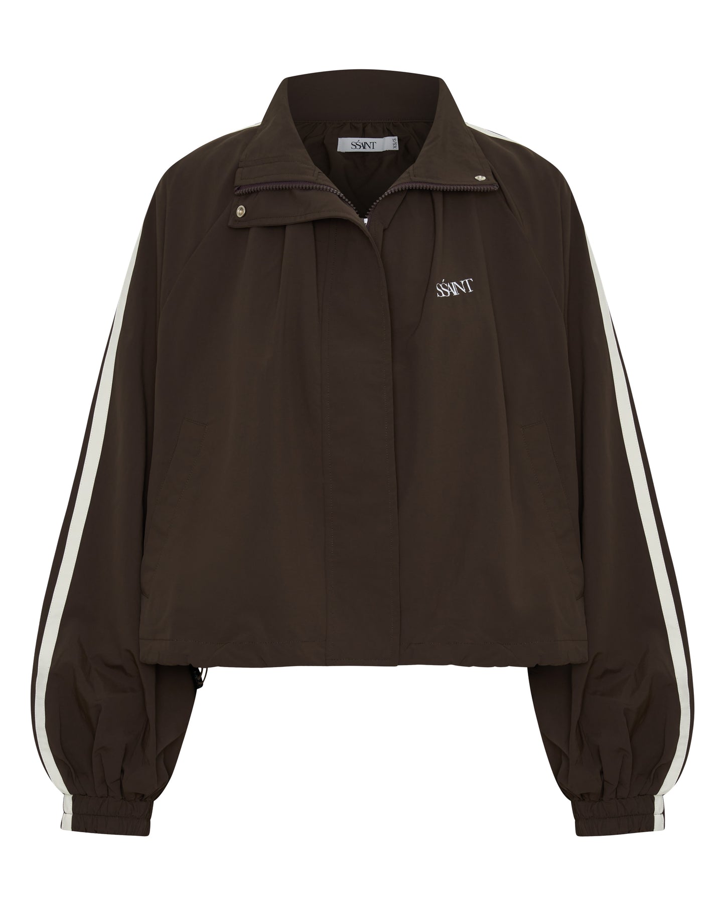 SŚAINT || Fight Night Zip Wind Breaker - Brown + Cream