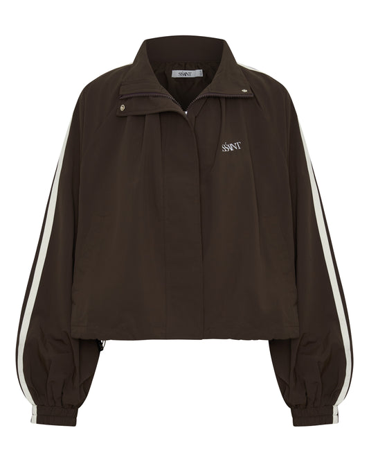 SŚAINT || Fight Night Zip Wind Breaker - Brown + Cream