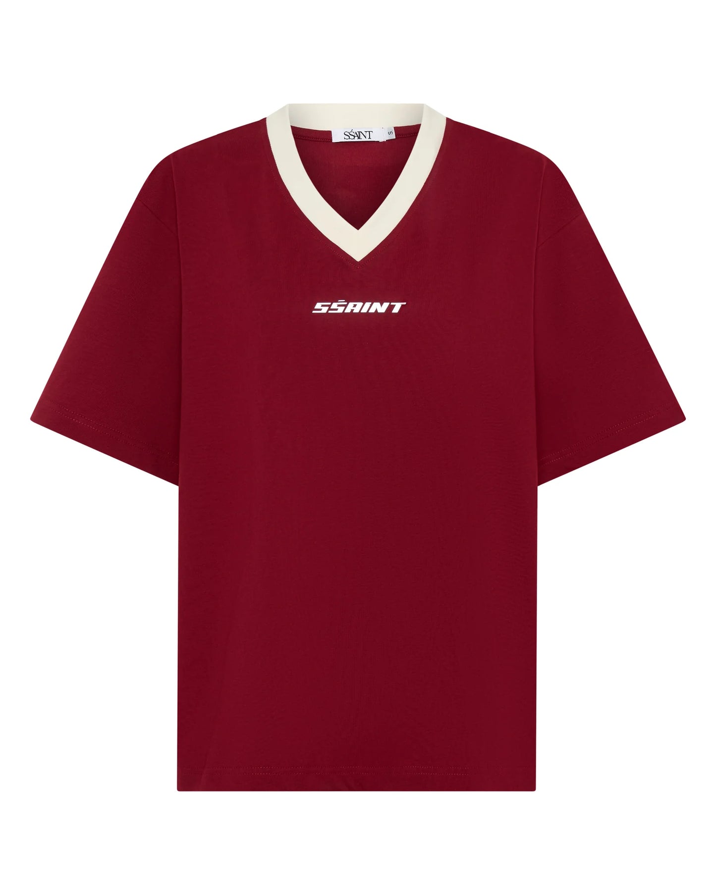 SŚAINT || Reflective V Neck Tee – Cherry