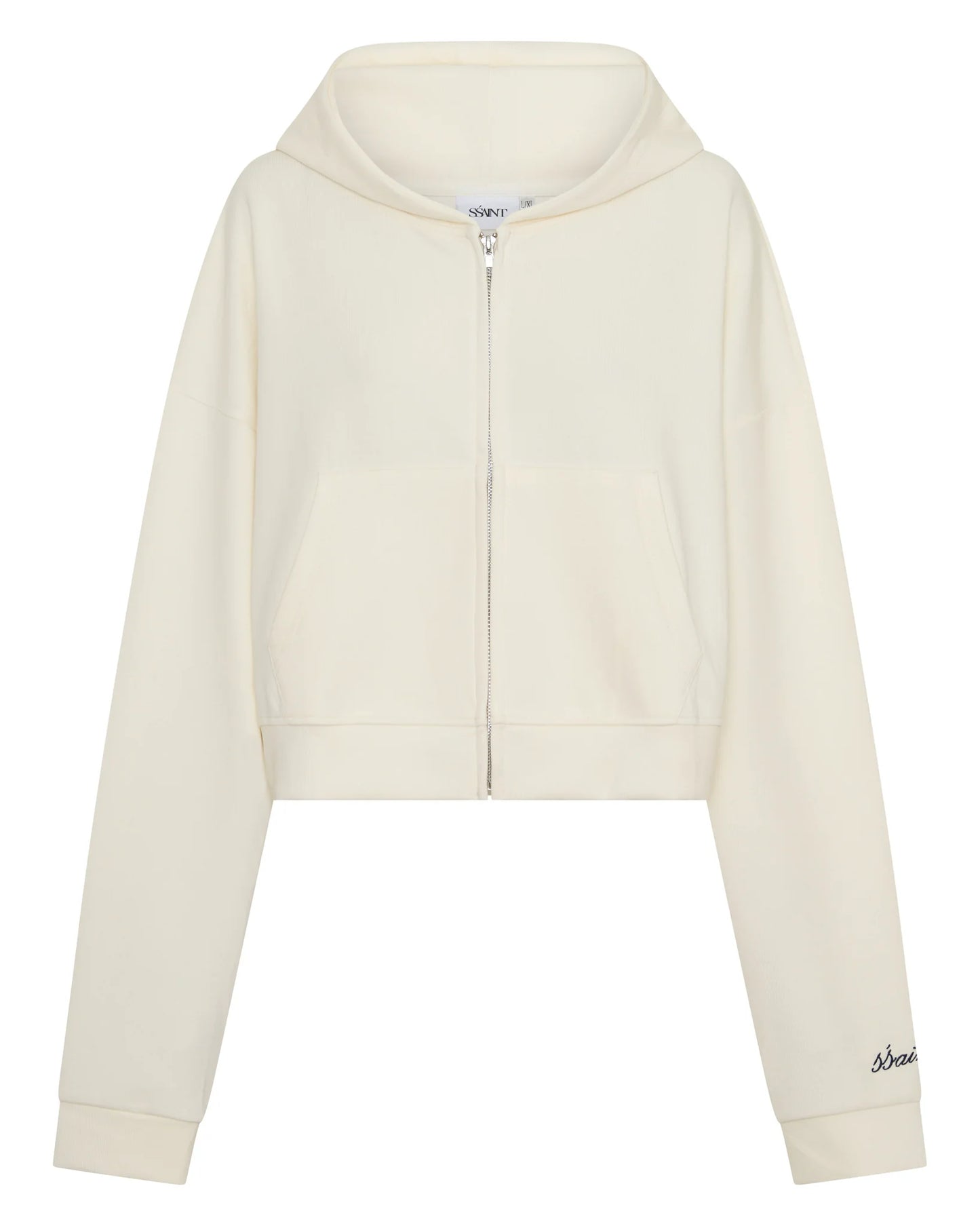 SŚAINT || Cropped Hoodie - Butter + Navy