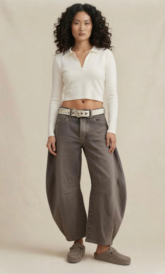 Charlie Barrel Jeans - Charcoal