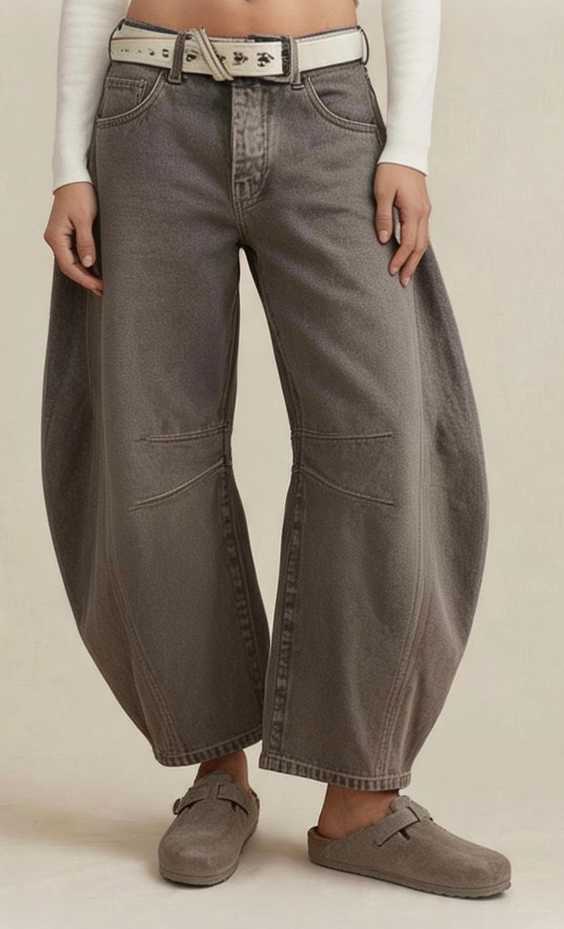Charlie Barrel Jeans - Charcoal