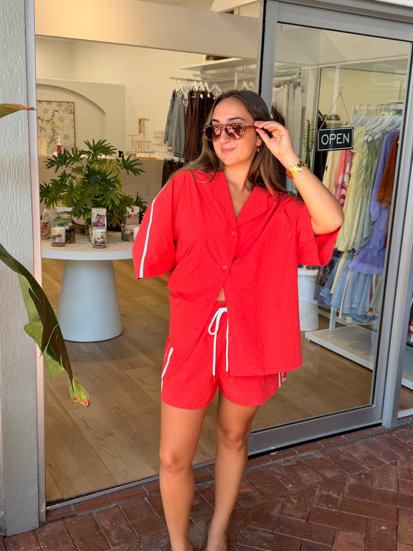 Hibiscus Hotel || Coral Coast Oversized Button Up Shirt