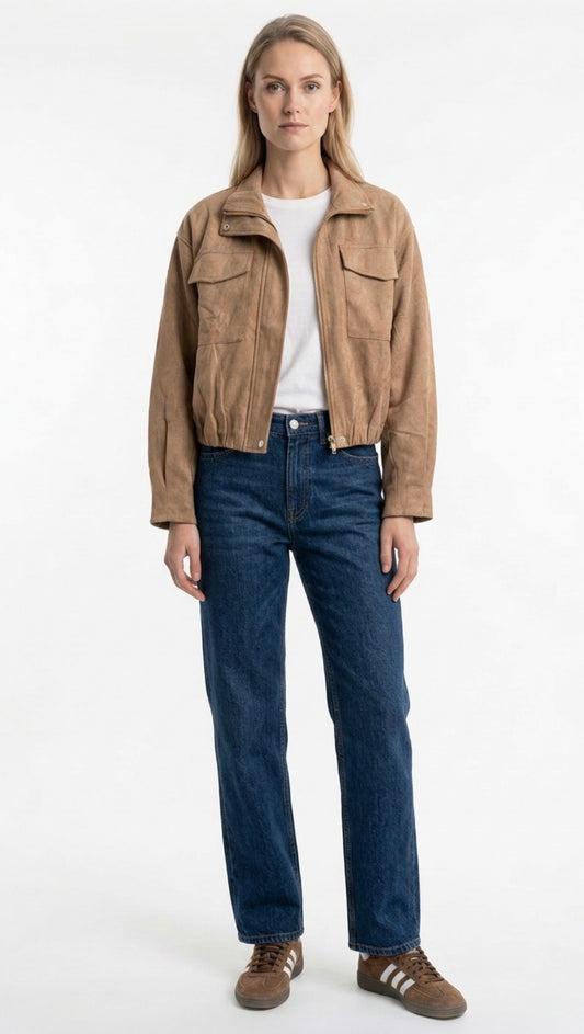 Lacey Suede Jacket - Beige
