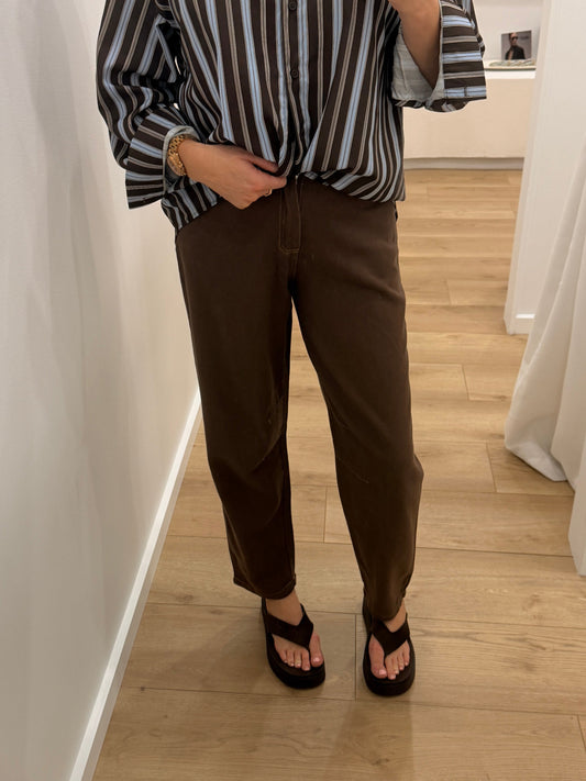 Freya Barrel Leg Jeans - Brown