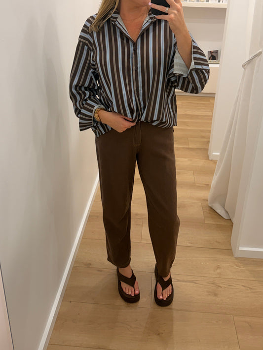 Freya Barrel Leg Jeans - Brown