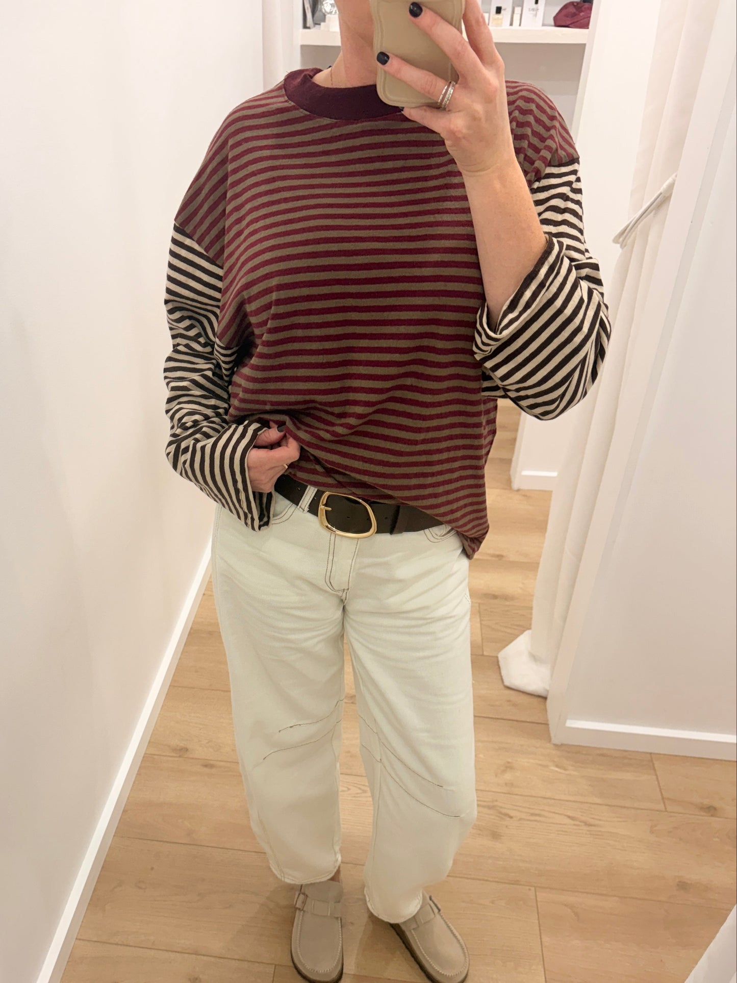 AAE || Lucy L/S Striped Tee - Burgundy