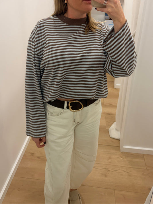AAE || Paloma L/S Striped Tee - Ocean Blue