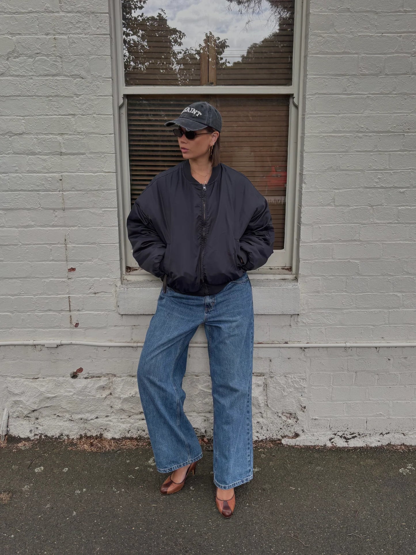 SŚAINT Logo Cap - Black + Cream Acid Wash