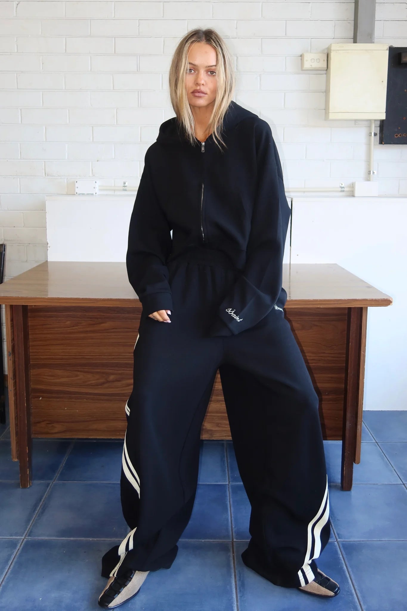 SŚAINT || Cropped Hoodie - Black + Butter