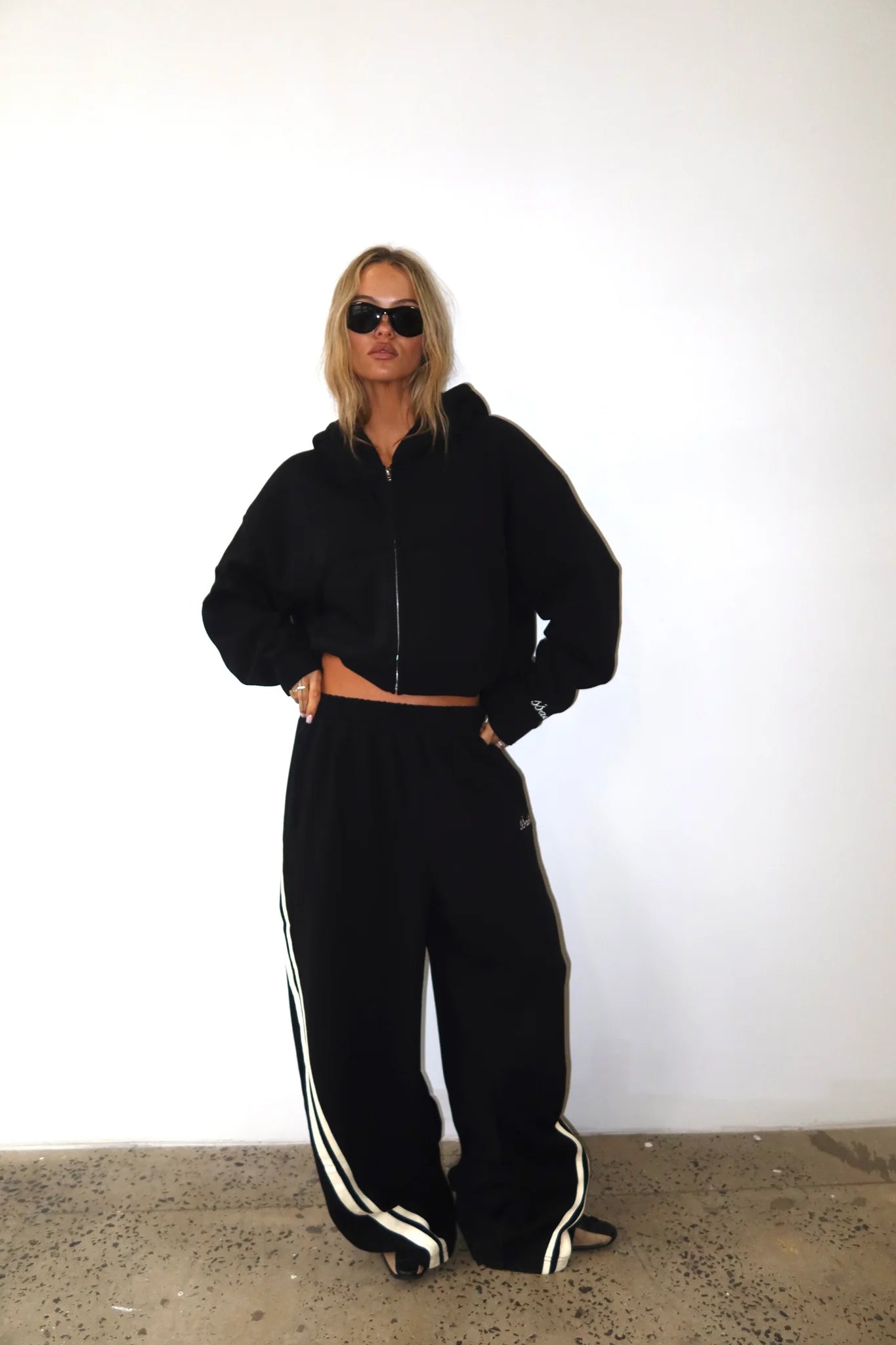 SŚAINT || Cropped Hoodie - Black + Butter