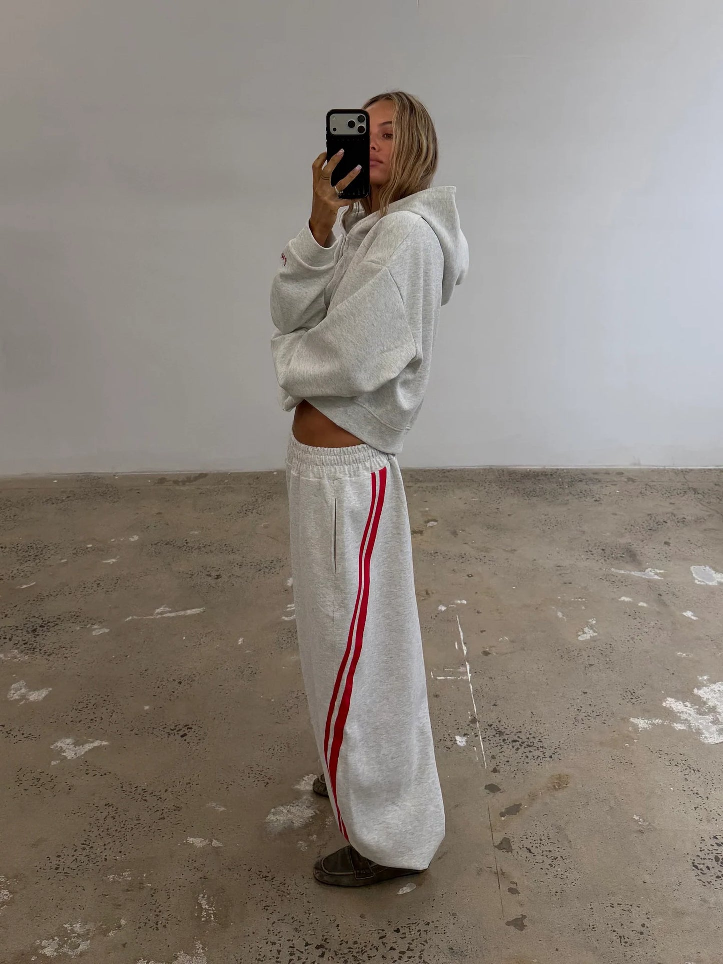 SŚAINT || Cropped Hoodie - Grey + Red