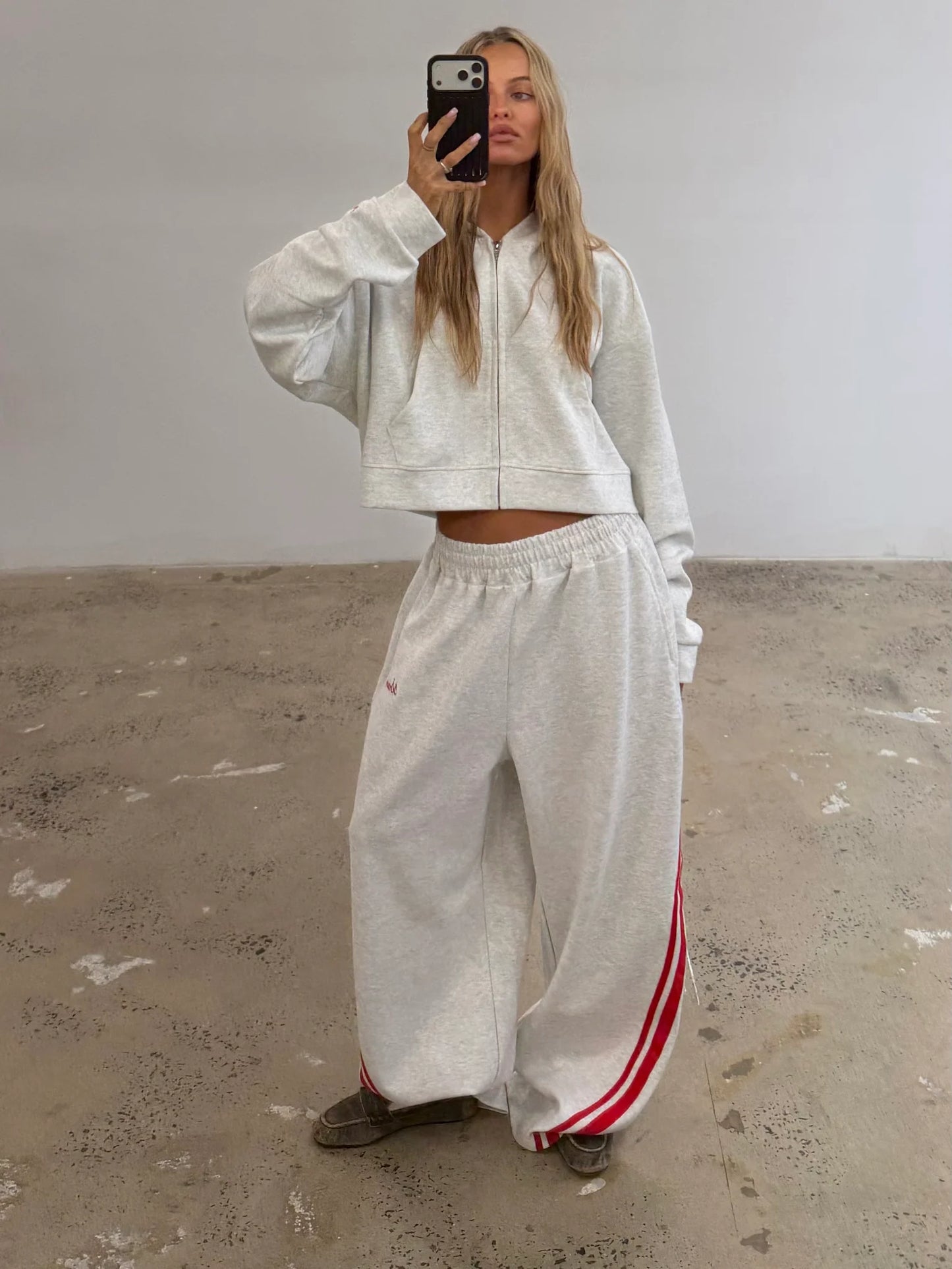 SŚAINT || Cropped Hoodie - Grey + Red