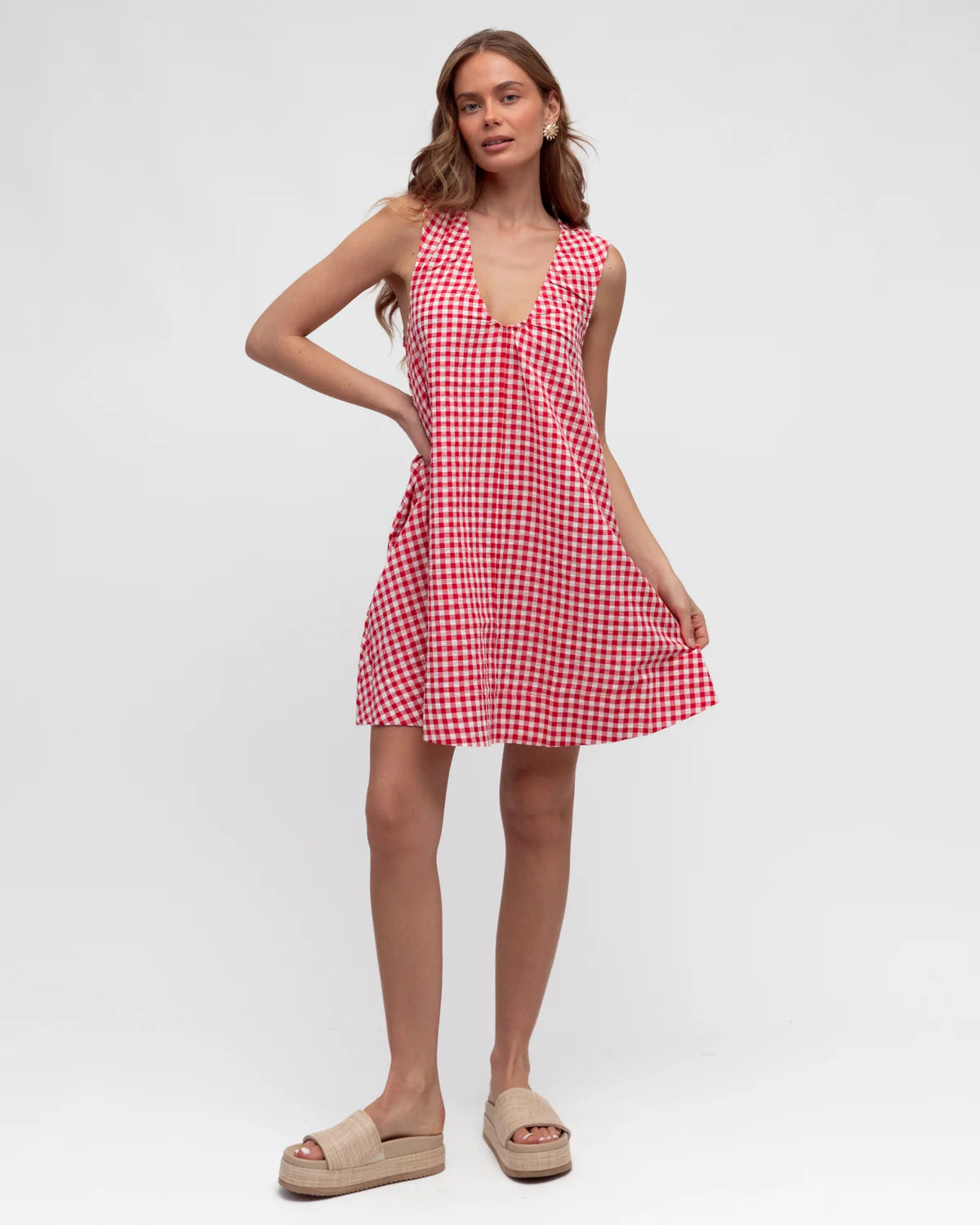 Ivy Shift Dress - Red Gingham