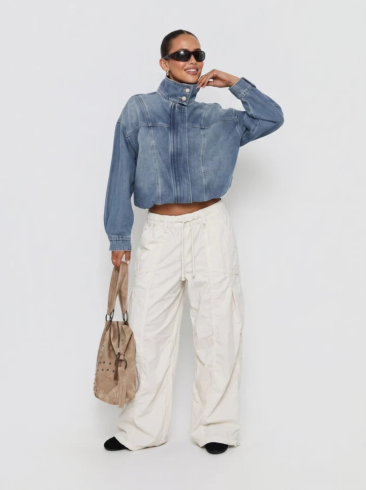 Annalise Denim Funnel Neck Jacket