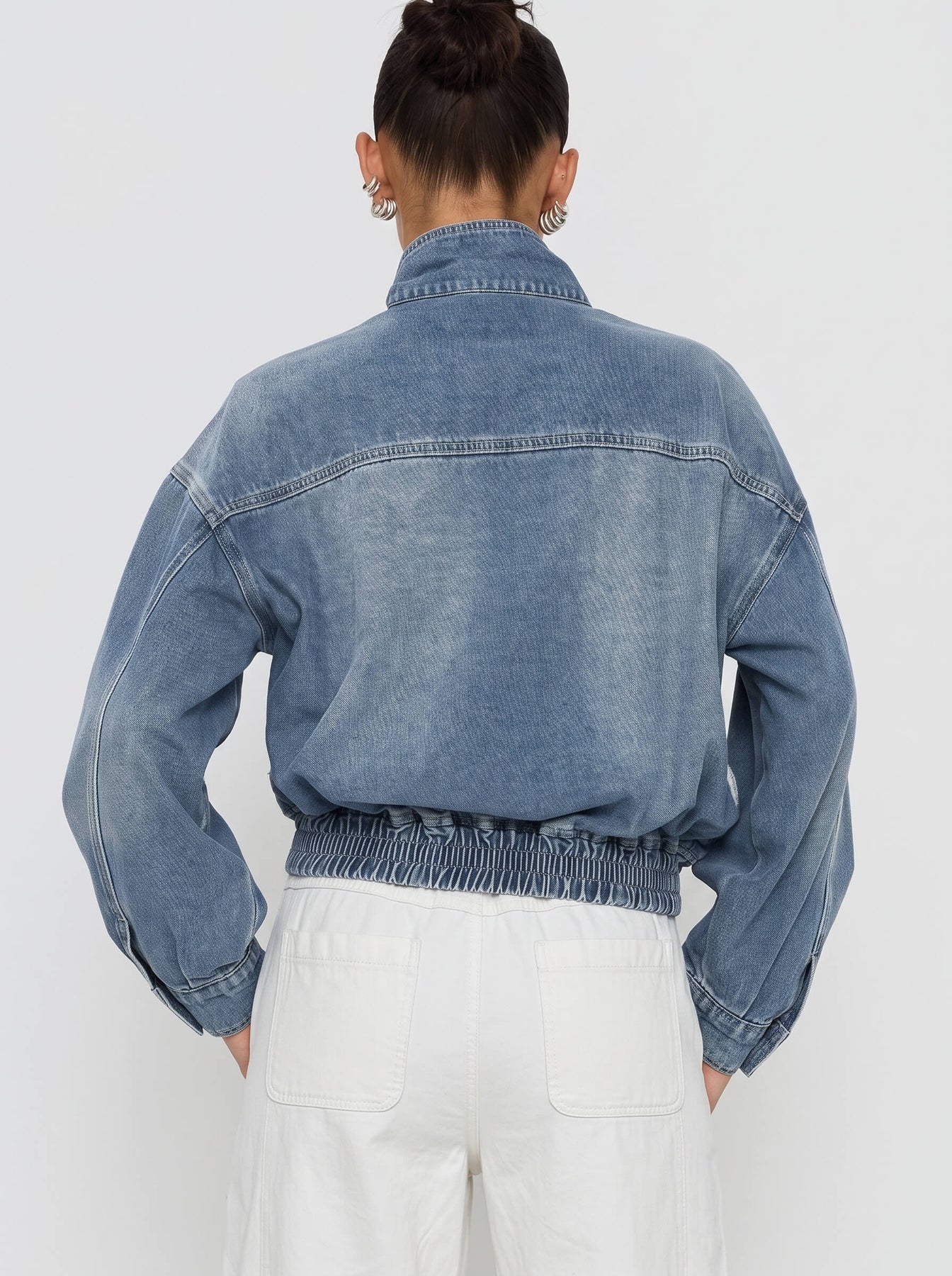 Annalise Denim Funnel Neck Jacket