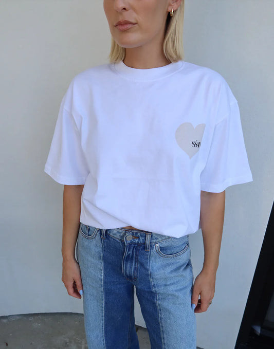SŚAINT || Heart Tee - White + Cream