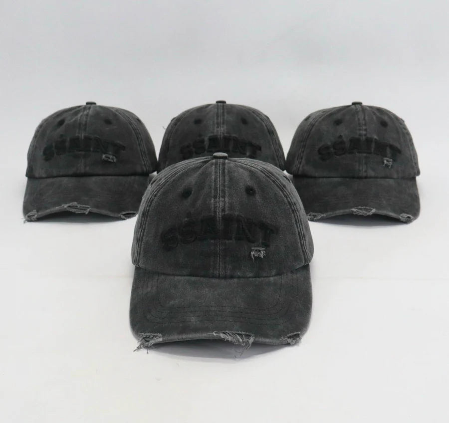 SŚAINT Logo Cap - Black Acid Wash
