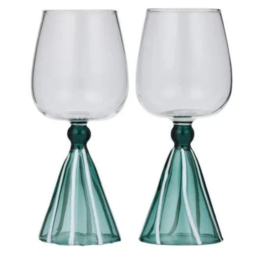 Francesca Wine Glasses - Aqua - Set of 2