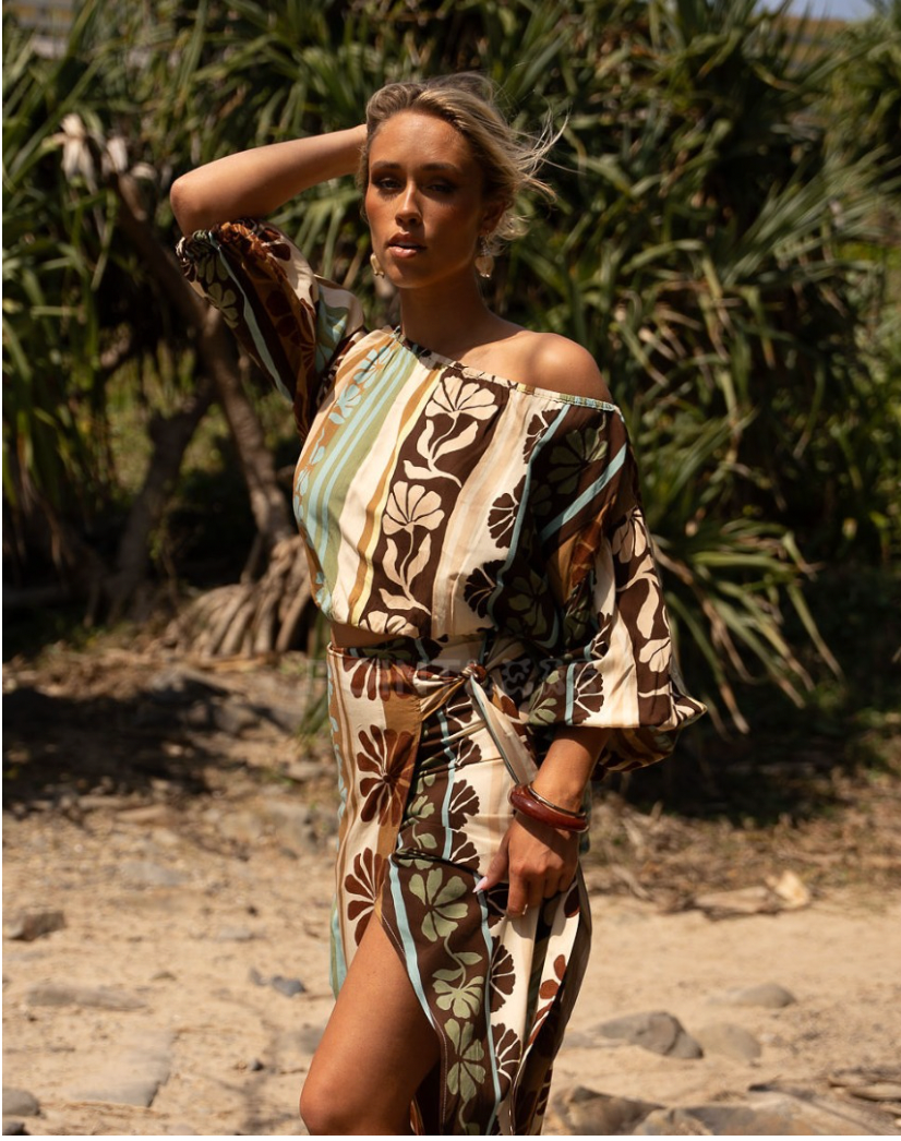 Cacao Mist Wrap Skirt