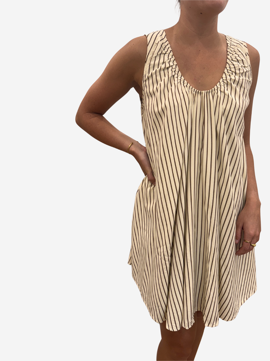 Annie Shift Dress - Cream + Brown