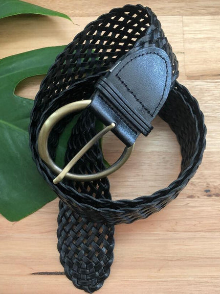 Zara Plaited Belt-Black