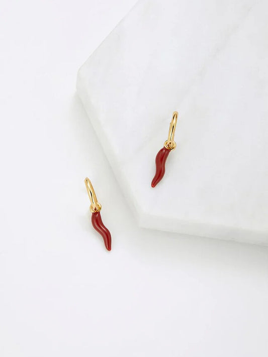 Zafino || Red Chilli Earrings - Gold