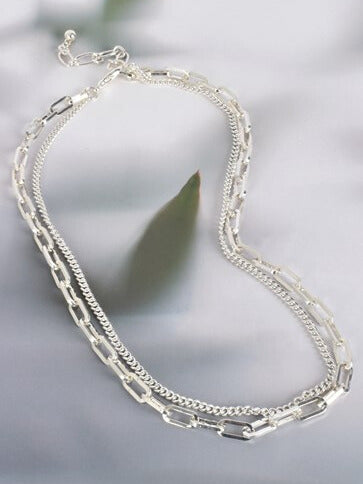 Mens layered necklace sterling silver deals