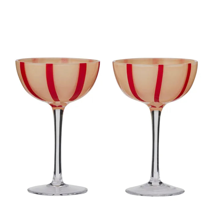Aperitivo Coupe Glasses - Pink and Red