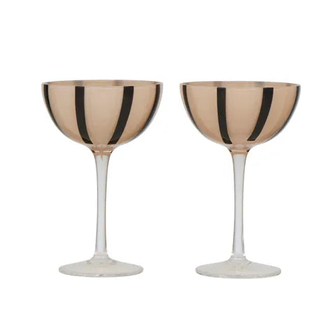 Aperitivo Coupe Glasses - Nude + Black - Set of 2