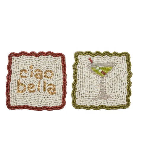 Ciao Martini Beaded Coasters Set of 2