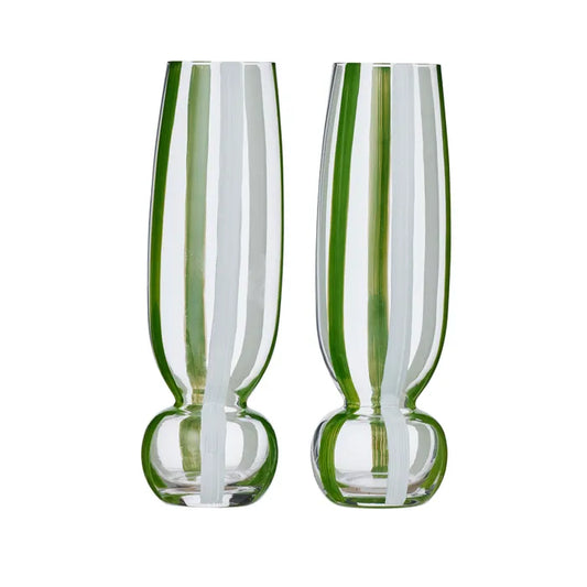 Kimi Glass Flutes - Green - Set of 2