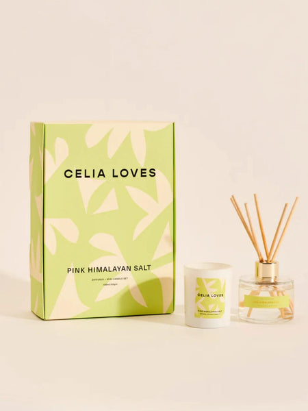 Celia Loves || Duo Set - Pink Himalayan Salt Diffuser + Mini Candle