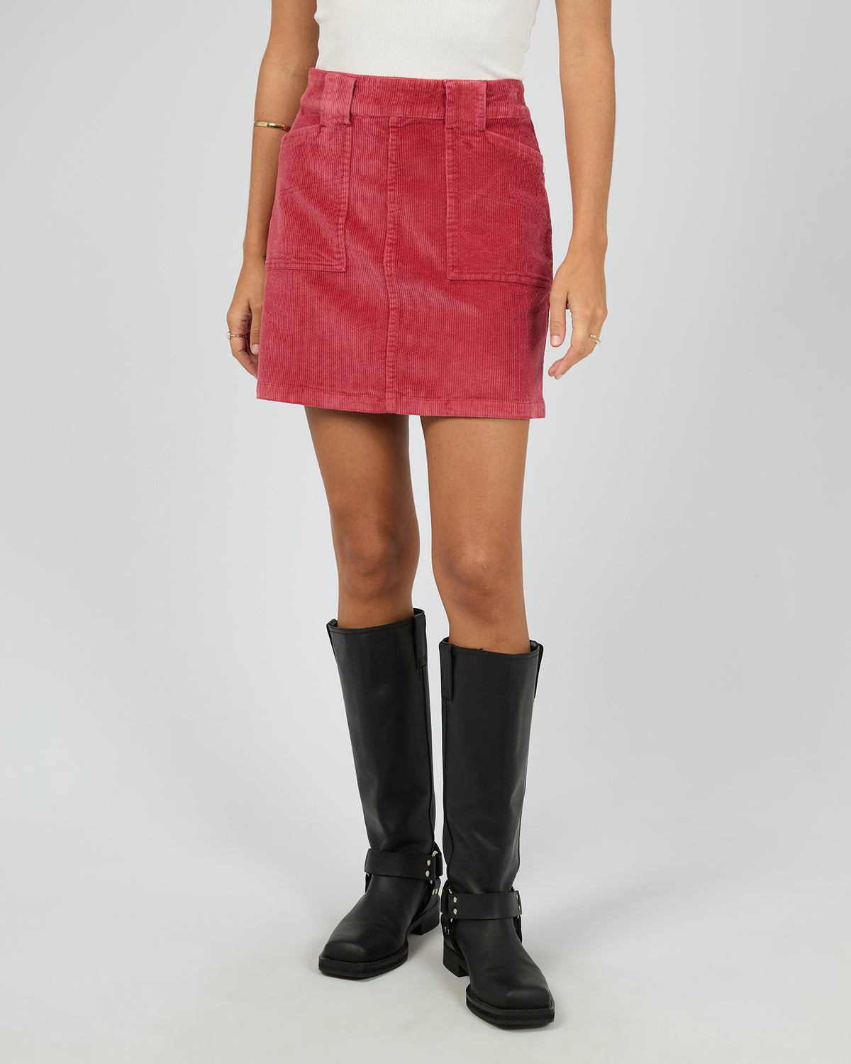 AAE || Mara Cord Skirt - Ruby